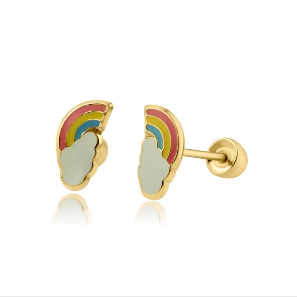 14K Rainbow Cloud Gold Stud Earrings